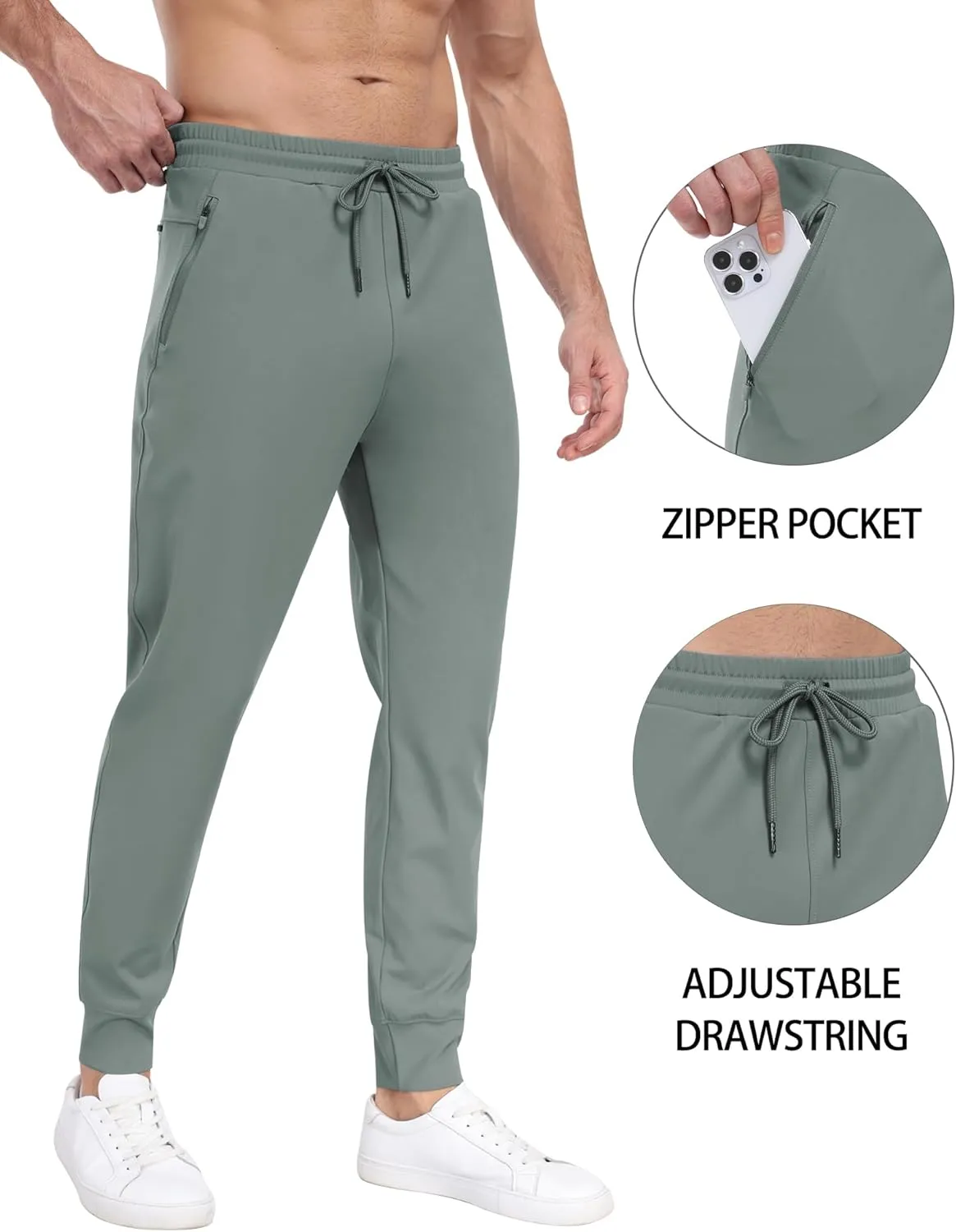 3 Pack Men's Sweatpants with Zipper Pockets,Workout Gym Traning Track Joggers Pants for Men Running Jogging Pants