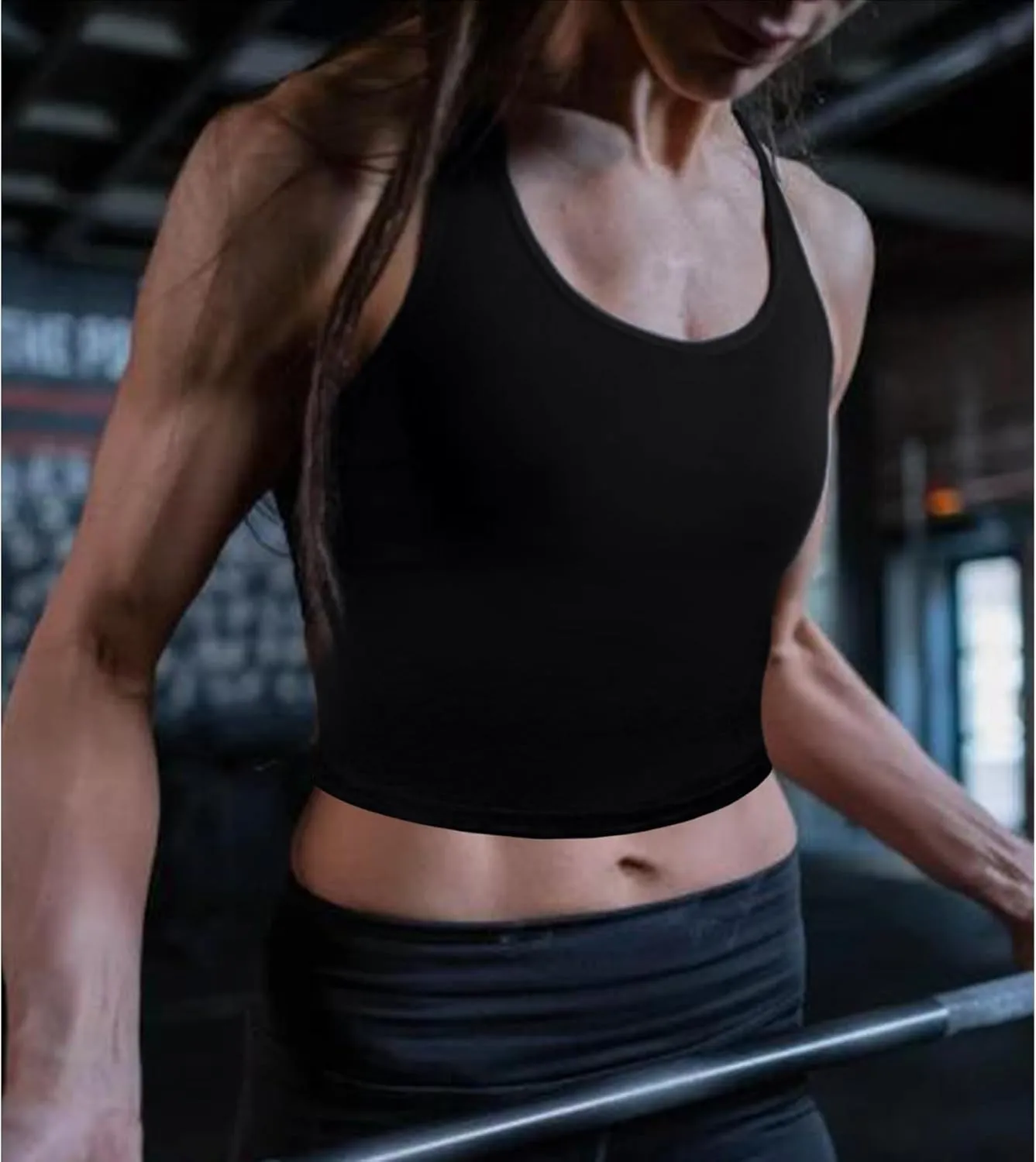 4 Pieces Women's Crop Tops Cotton Basic Tank Tops Racerback Sleeveless Sports Workout Crop Tank Tops
