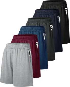 6 Pack Men's Athletic Shorts - Workout Gym Basketball Quick Dry Black Mens Shorts with Pockets for Casual Running