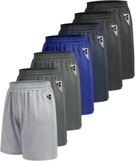 7 Pack Mens Athletic Shorts - Gym Basketball Running Workout Quick Dry Black Shorts with Pockets for Casual Performance