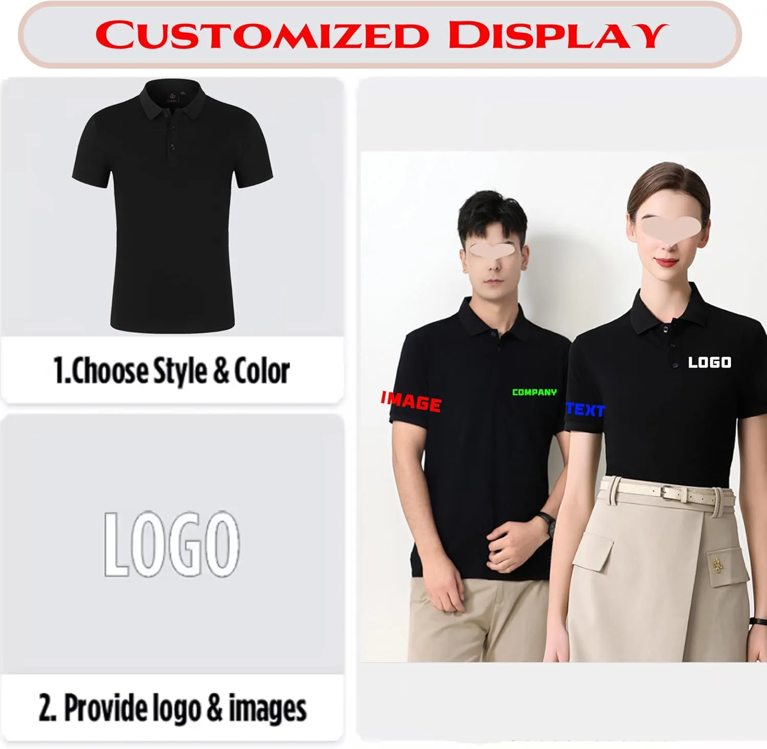 Add Your Own Text Image Picture Photo Design Men Polo Shirt Custom Man Work Shirt Personalized Shirt