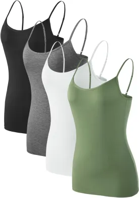 Air Curvey Women Camisole Tank Top Adjustable Straps Soft Basic Undershirts 2/4 Pack Layering Summer Tops