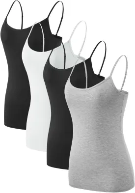Air Curvey Women Camisole Tank Top Adjustable Straps Soft Basic Undershirts 2/4 Pack Layering Summer Tops