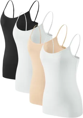 Air Curvey Women Camisole Tank Top Adjustable Straps Soft Basic Undershirts 2/4 Pack Layering Summer Tops