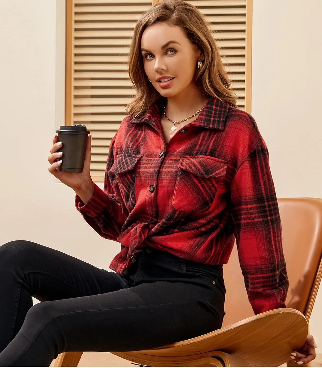 Alex Vando Womens Flannel Shirt Regular Long Sleeve Button Down Flannel Shirts for Women