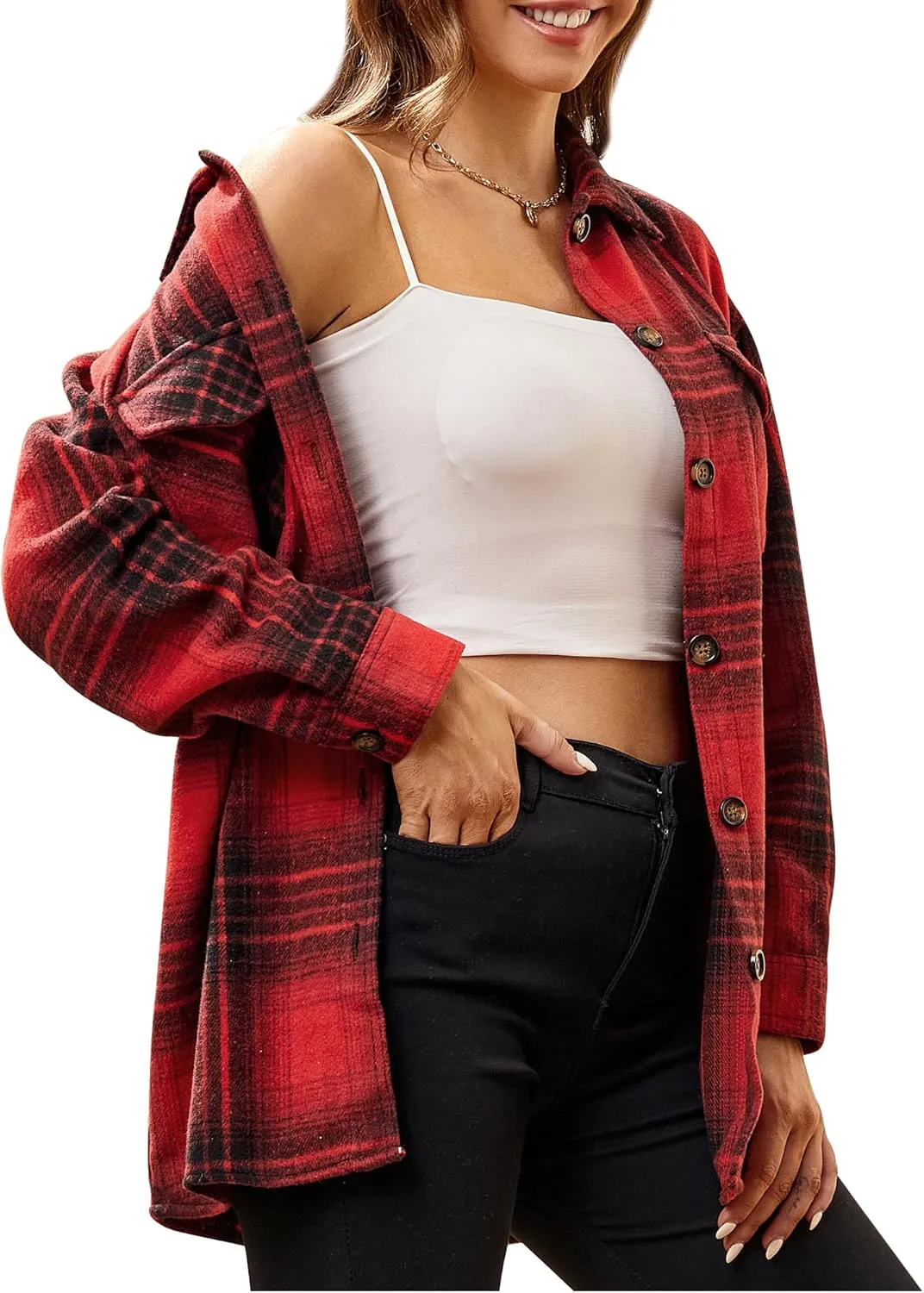 Alex Vando Womens Flannel Shirt Regular Long Sleeve Button Down Flannel Shirts for Women