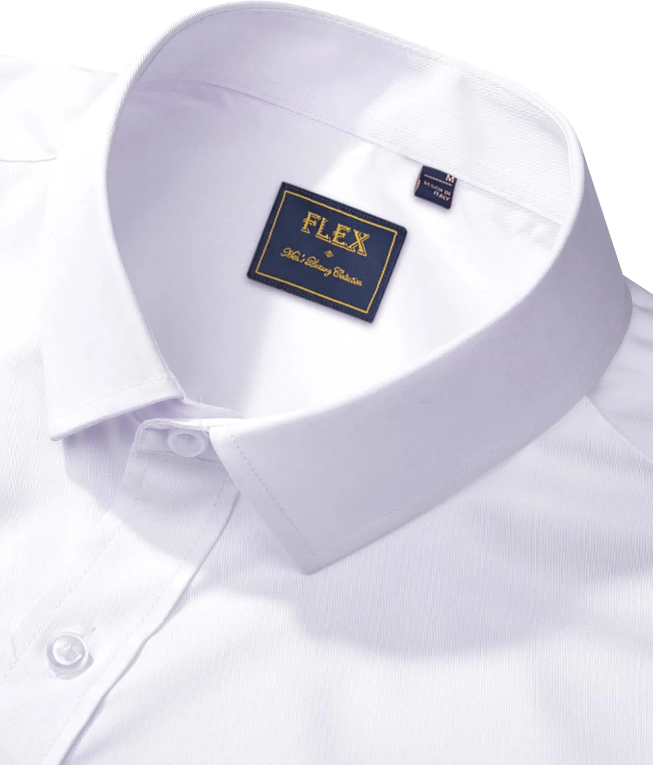 Alimens & Gentle Men's Dress Shirts Long Sleeve Wrinkle-Free Stretch Shirts Solid Formal Button Down Shirt with Pocket