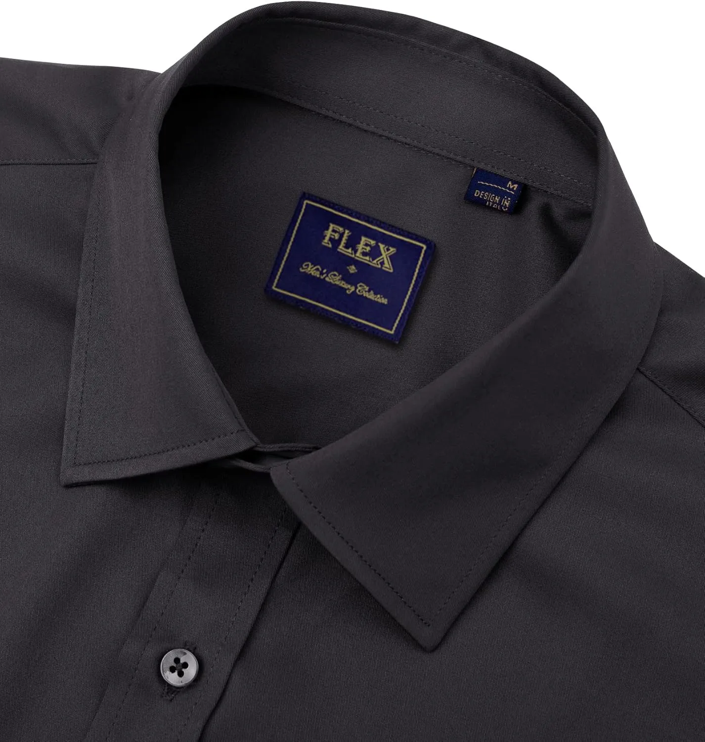 Alimens & Gentle Men's Dress Shirts Long Sleeve Wrinkle-Free Stretch Shirts Solid Formal Button Down Shirt with Pocket