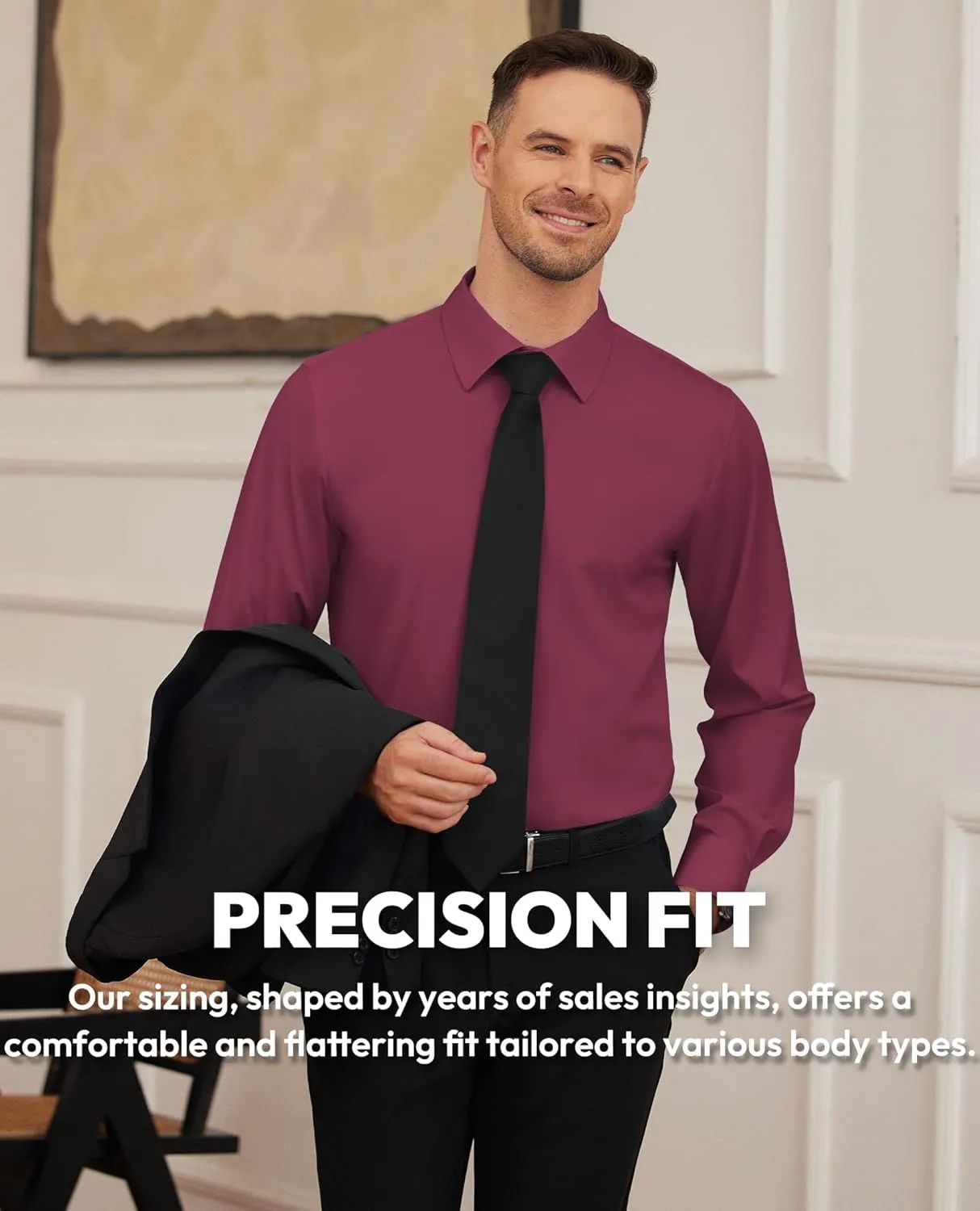 Alimens & Gentle Mens Dress Shirts Stretch Long Sleeve Formal Business Wedding Button Down Shirt Wrinkle Free
