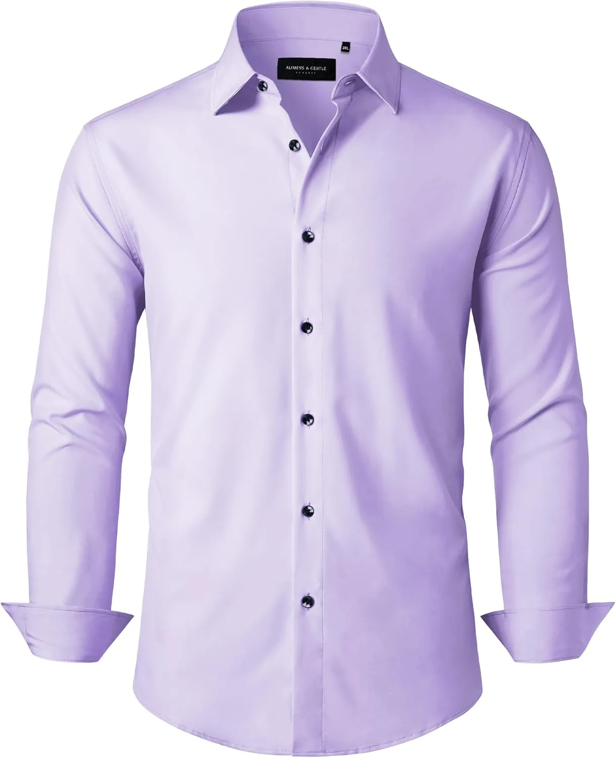 Alimens & Gentle Mens Dress Shirts Stretch Long Sleeve Formal Business Wedding Button Down Shirt Wrinkle Free
