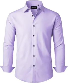 Alimens & Gentle Mens Dress Shirts Stretch Long Sleeve Formal Business Wedding Button Down Shirt Wrinkle Free