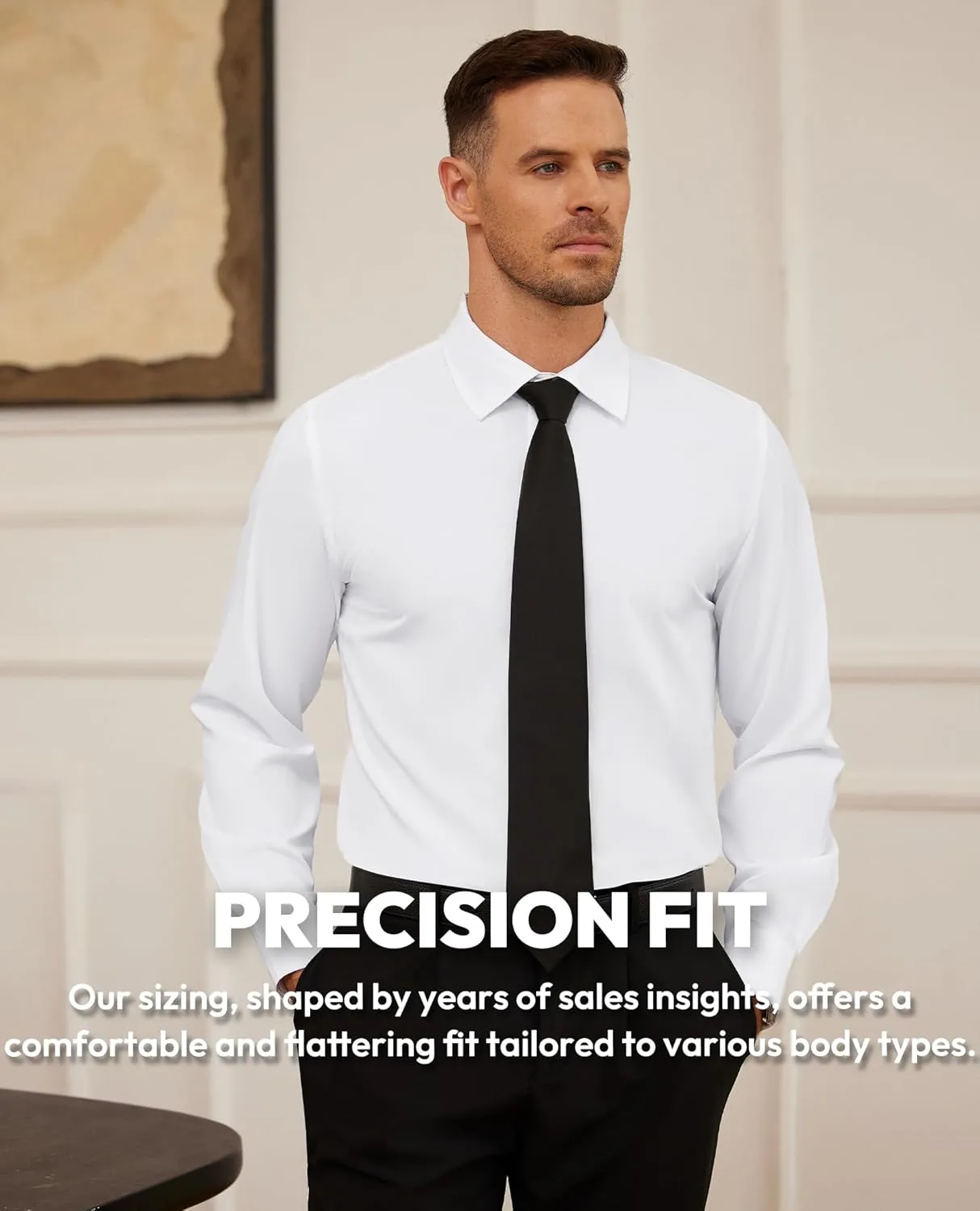 Alimens & Gentle Mens Dress Shirts Stretch Long Sleeve Formal Business Wedding Button Down Shirt Wrinkle Free