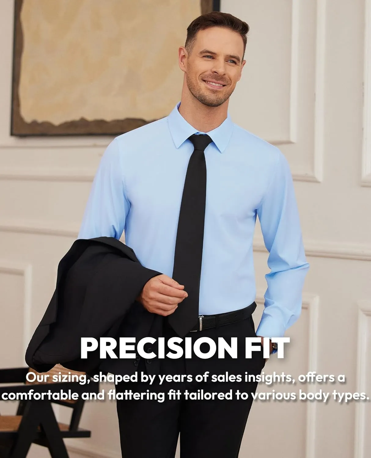 Alimens & Gentle Mens Dress Shirts Stretch Long Sleeve Formal Business Wedding Button Down Shirt Wrinkle Free