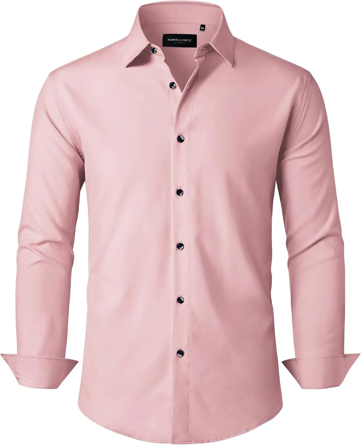 Alimens & Gentle Mens Dress Shirts Stretch Long Sleeve Formal Business Wedding Button Down Shirt Wrinkle Free
