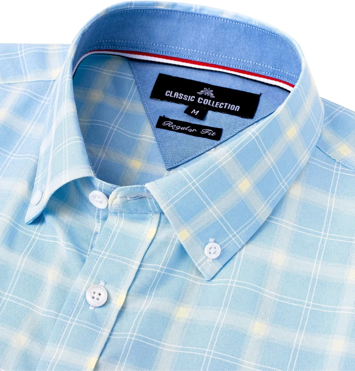 Alimens & Gentle Men's Plaid Button Down Shirts Cotton Long Sleeve Dress Shirts Regular Fit Gingham Shirts