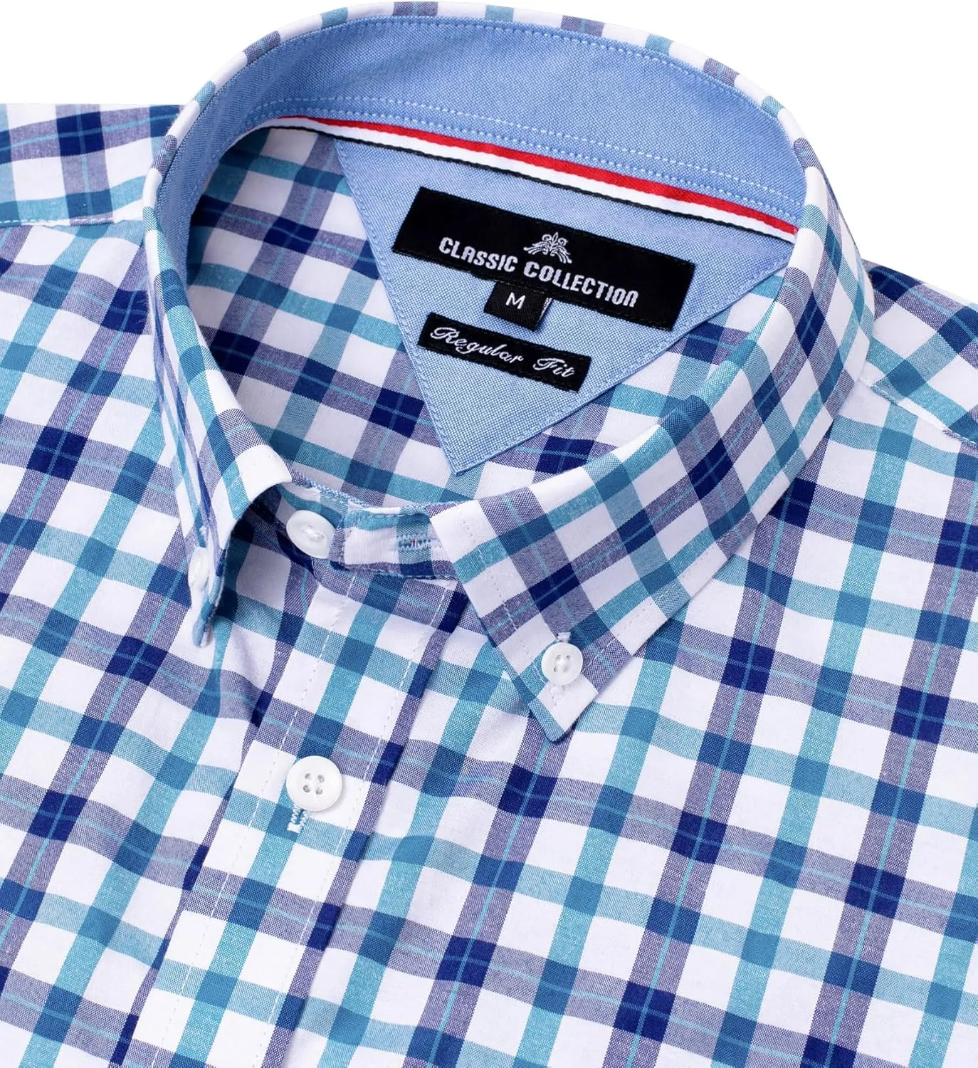 Alimens & Gentle Men's Plaid Button Down Shirts Cotton Long Sleeve Dress Shirts Regular Fit Gingham Shirts