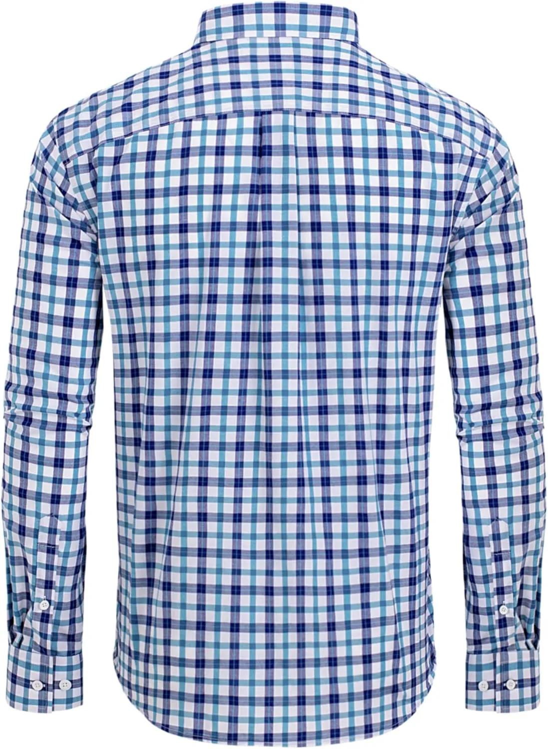Alimens & Gentle Men's Plaid Button Down Shirts Cotton Long Sleeve Dress Shirts Regular Fit Gingham Shirts
