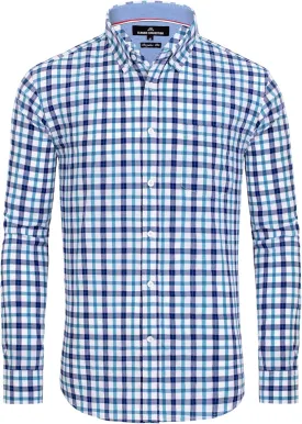 Alimens & Gentle Men's Plaid Button Down Shirts Cotton Long Sleeve Dress Shirts Regular Fit Gingham Shirts