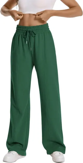 Auriviz Womens High Waisted Drawstring Sweatpants Straight Leg Pants Side Hidden Pockets Sweat Pants 30 Inseam