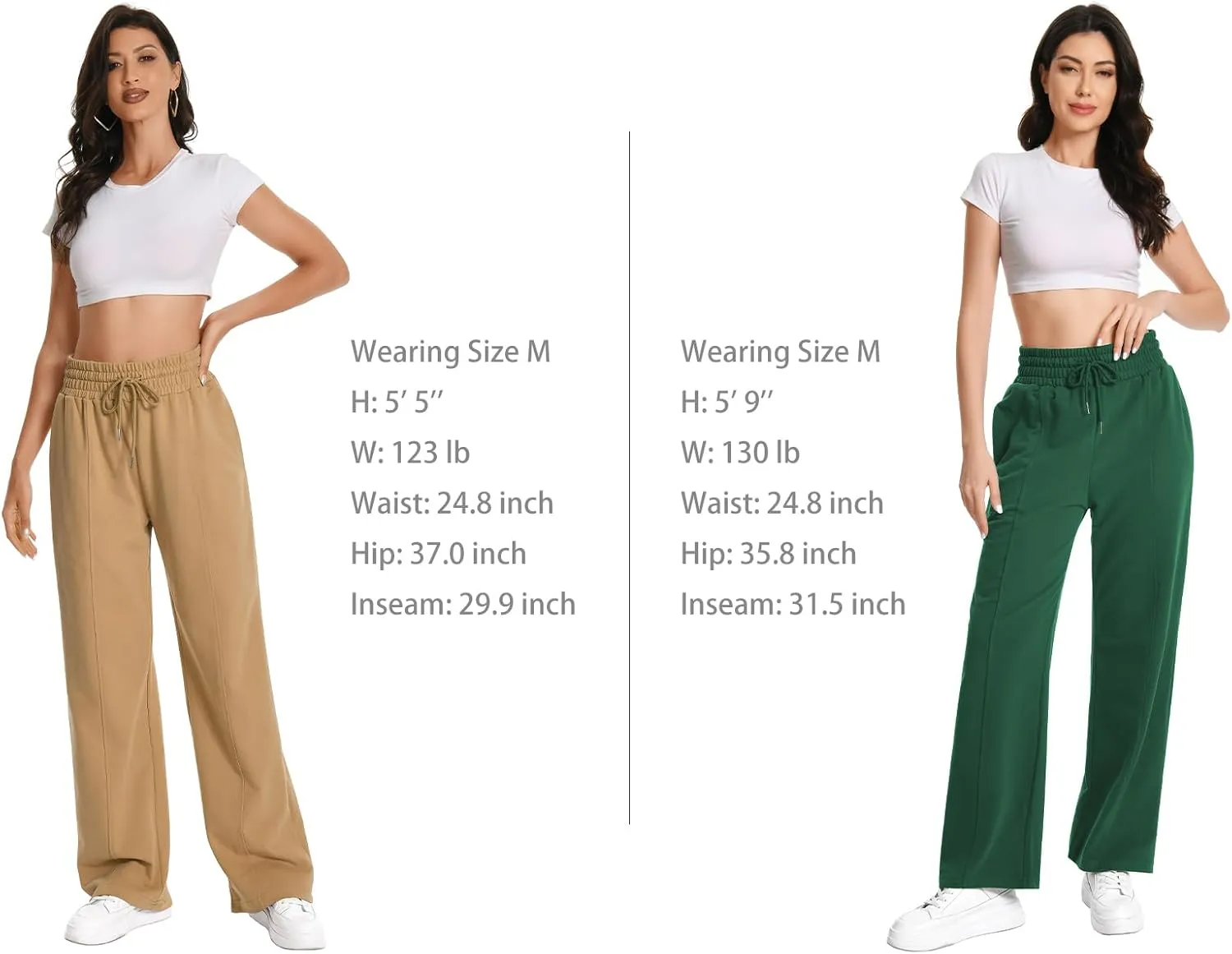 Auriviz Womens High Waisted Drawstring Sweatpants Straight Leg Pants Side Hidden Pockets Sweat Pants 30 Inseam