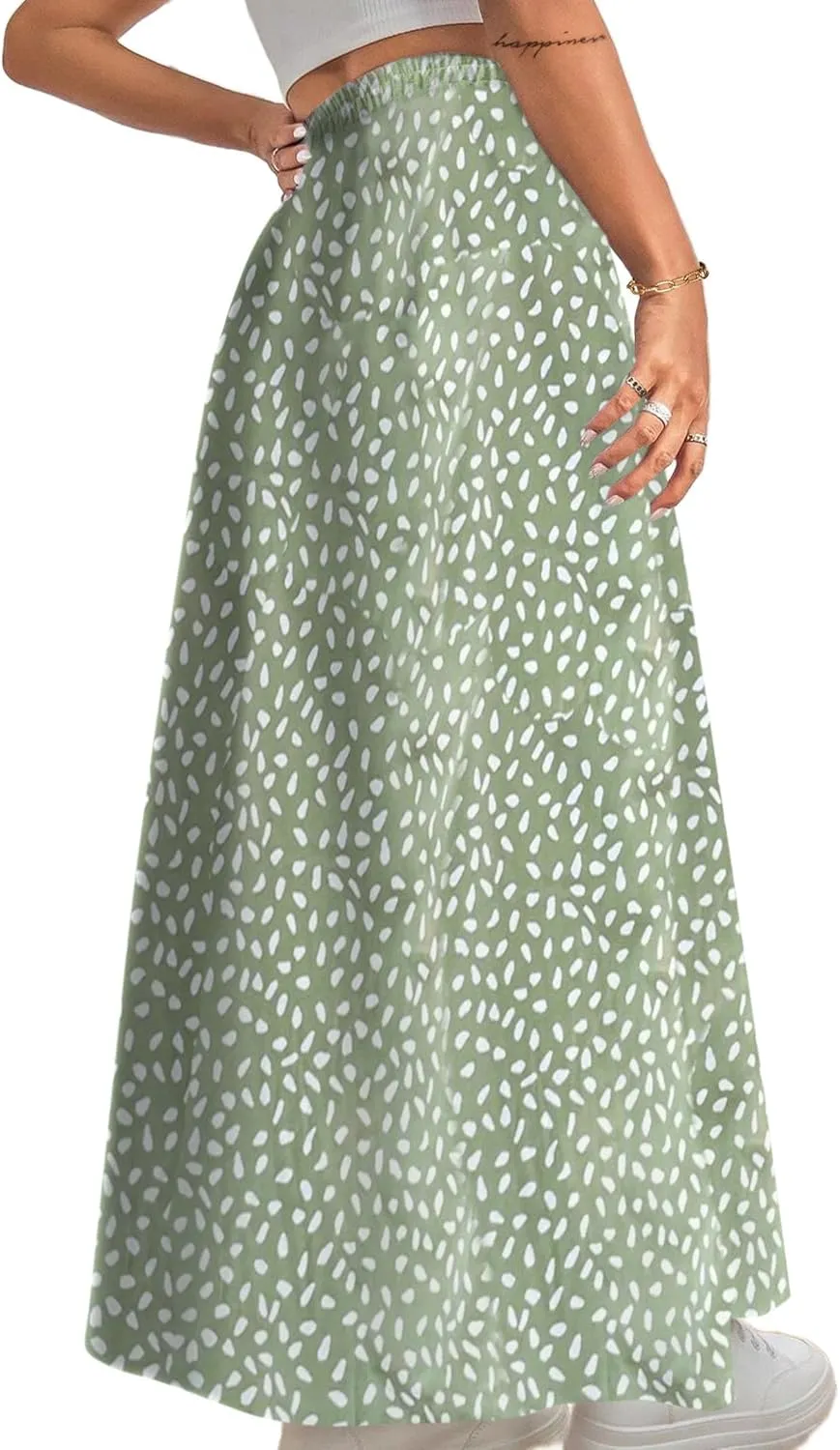 Avanova Women Boho Floral Slit Maxi Skirt Split Thigh High Waisted Long Sexy Skirt
