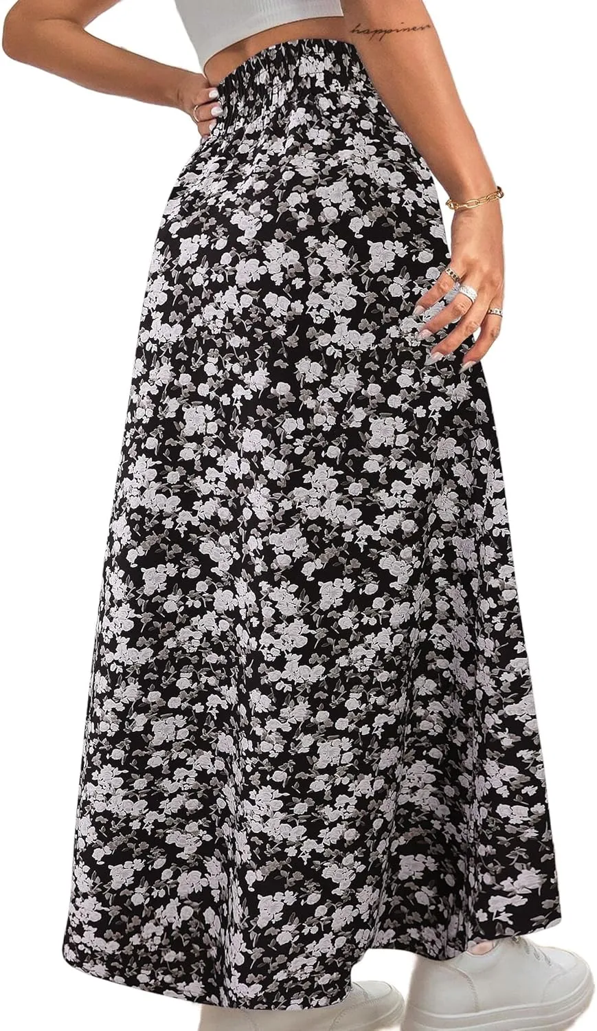 Avanova Women Boho Floral Slit Maxi Skirt Split Thigh High Waisted Long Sexy Skirt