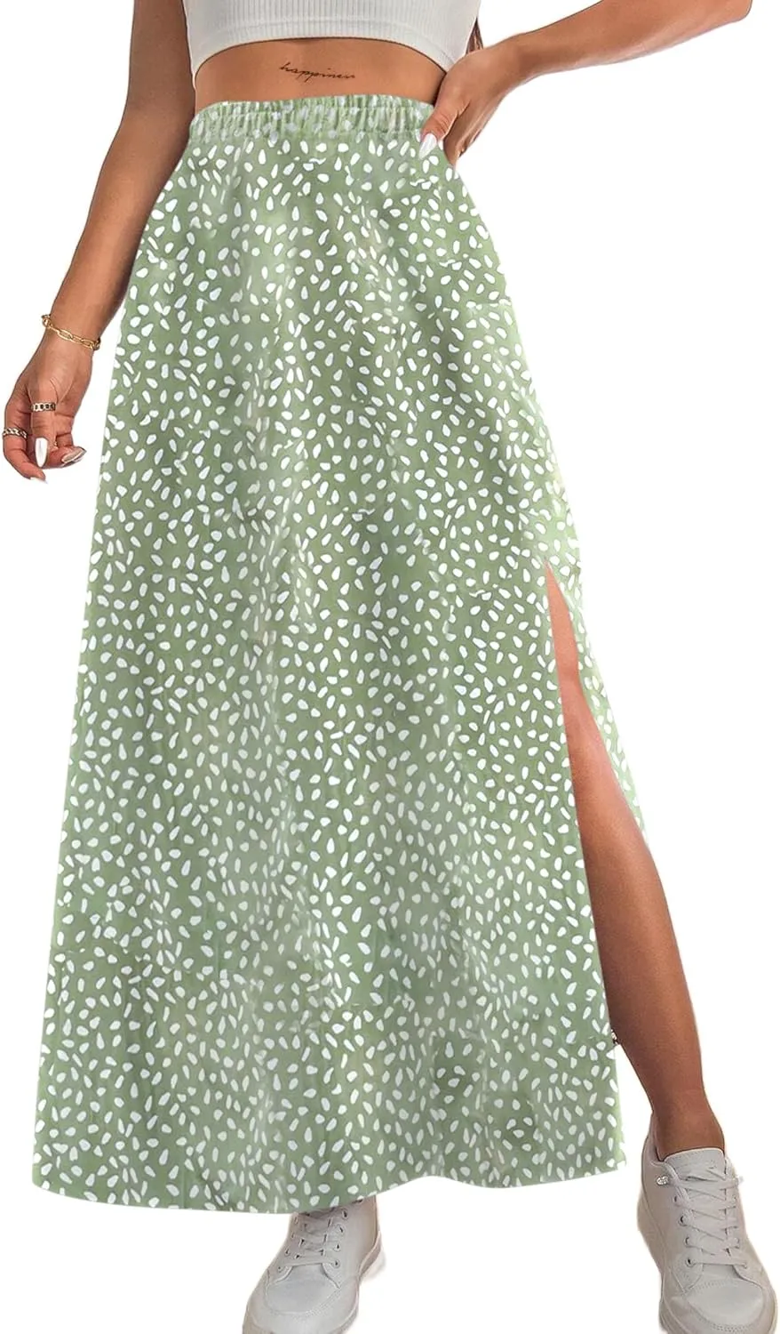 Avanova Women Boho Floral Slit Maxi Skirt Split Thigh High Waisted Long Sexy Skirt