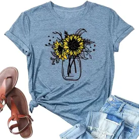 Bealatt Women's Sunflower Graphic Shirts Sunflower Pattern Print Tank Tops Casual Sleeveless Summer Tops Holiday Tee Shirt