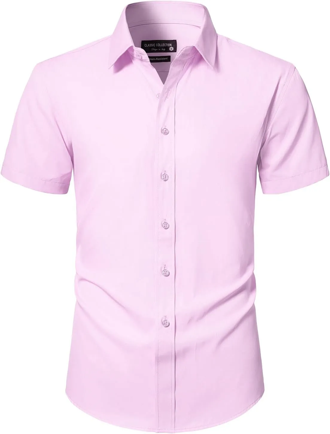 BEILU Men's Stain Shield Short Sleeve Slim Fit Formal Dress Shirts Business Casual Button Down Shirts