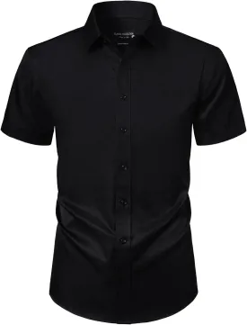 BEILU Men's Stain Shield Short Sleeve Slim Fit Formal Dress Shirts Business Casual Button Down Shirts