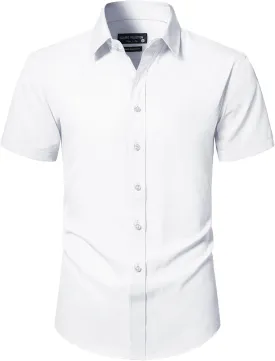 BEILU Men's Stain Shield Short Sleeve Slim Fit Formal Dress Shirts Business Casual Button Down Shirts
