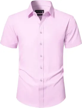 BEILU Men's Stain Shield Short Sleeve Slim Fit Formal Dress Shirts Business Casual Button Down Shirts