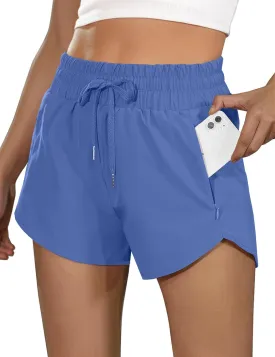 BMJL Women's Running Shorts High Waisted Athletic Shorts Summer Gym Workout Short with Zipper Pockets