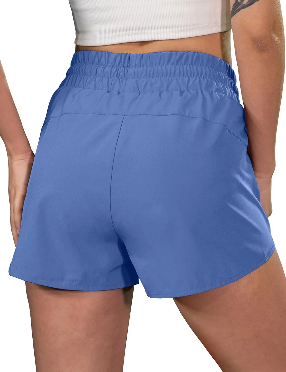 BMJL Women's Running Shorts High Waisted Athletic Shorts Summer Gym Workout Short with Zipper Pockets