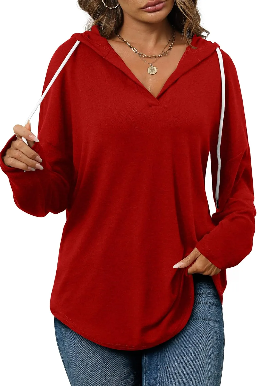 Bofell Womens Fashion Tops Hoodies for Women Pullover Oversized Sweatshirts Long SLeeve Shirts Loose Fit