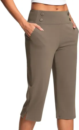 Capri Pants for Women Shorts Business Stretch High Waisted Capris Work Office Cropped Trousers Casual Summer Clothing