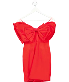 Cocktail Glam Red Bardot Bow Mini Dress UK 8