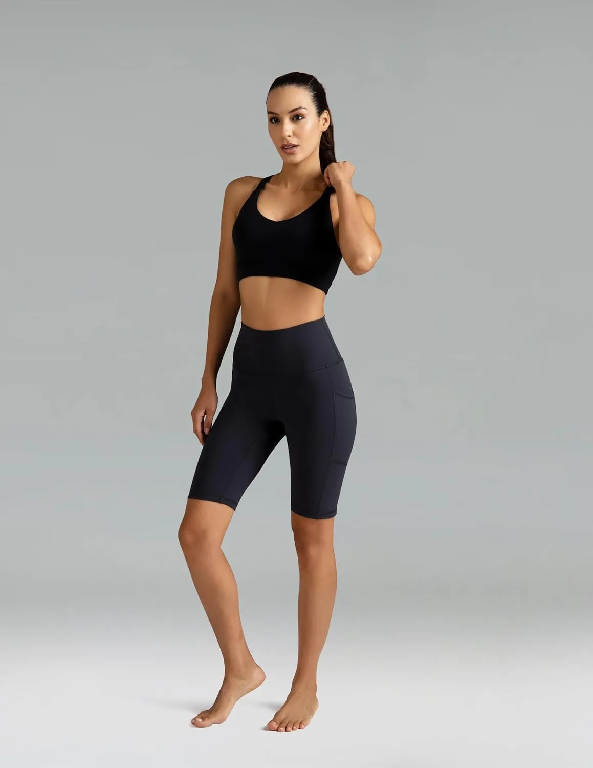 Colorfulkoala Women's High Waisted Biker Shorts with Pockets 8" /10" Inseam Workout Yoga Shorts Running Tights
