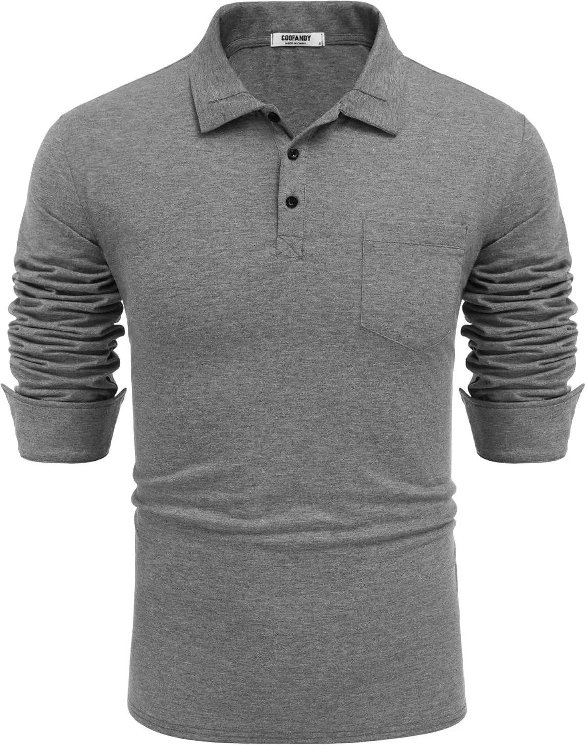 COOFANDY Men's Casual Polo Shirt Long Sleeve Classic Plaid Button Tees with Pockets