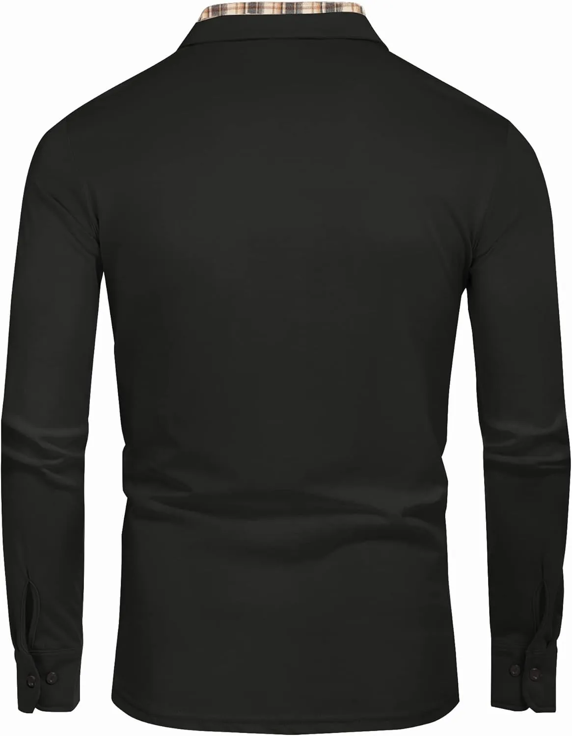 COOFANDY Men's Casual Polo Shirt Long Sleeve Classic Plaid Button Tees with Pockets