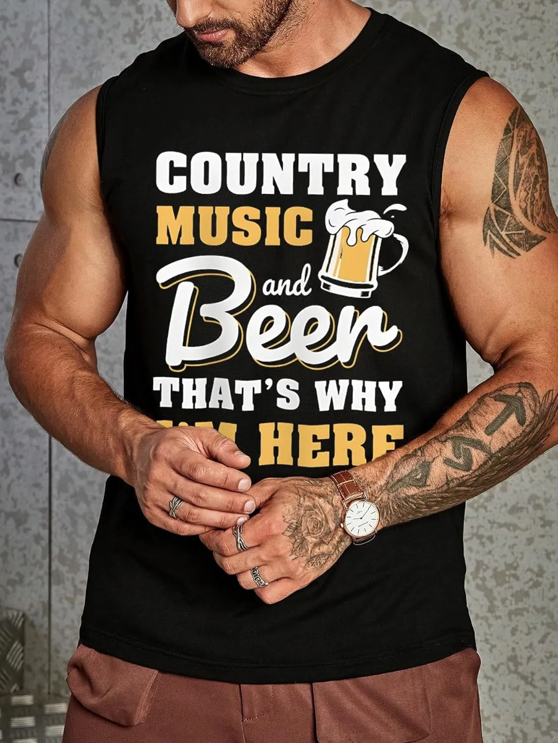 Country Music and Beer Sleeveless Shirt for Men Western Vintage Cowboy Steer Skull Tank Top