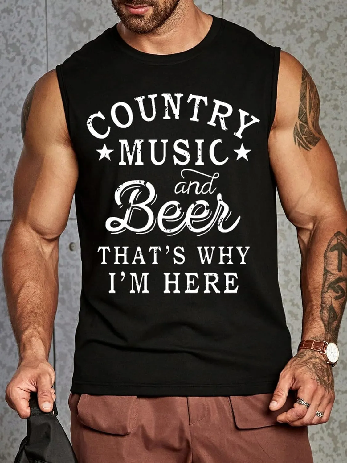 Country Music and Beer Sleeveless Shirt for Men Western Vintage Cowboy Steer Skull Tank Top