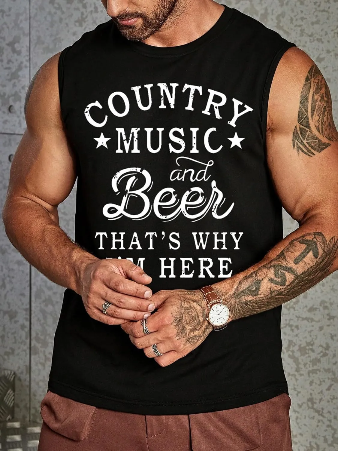 Country Music and Beer Sleeveless Shirt for Men Western Vintage Cowboy Steer Skull Tank Top