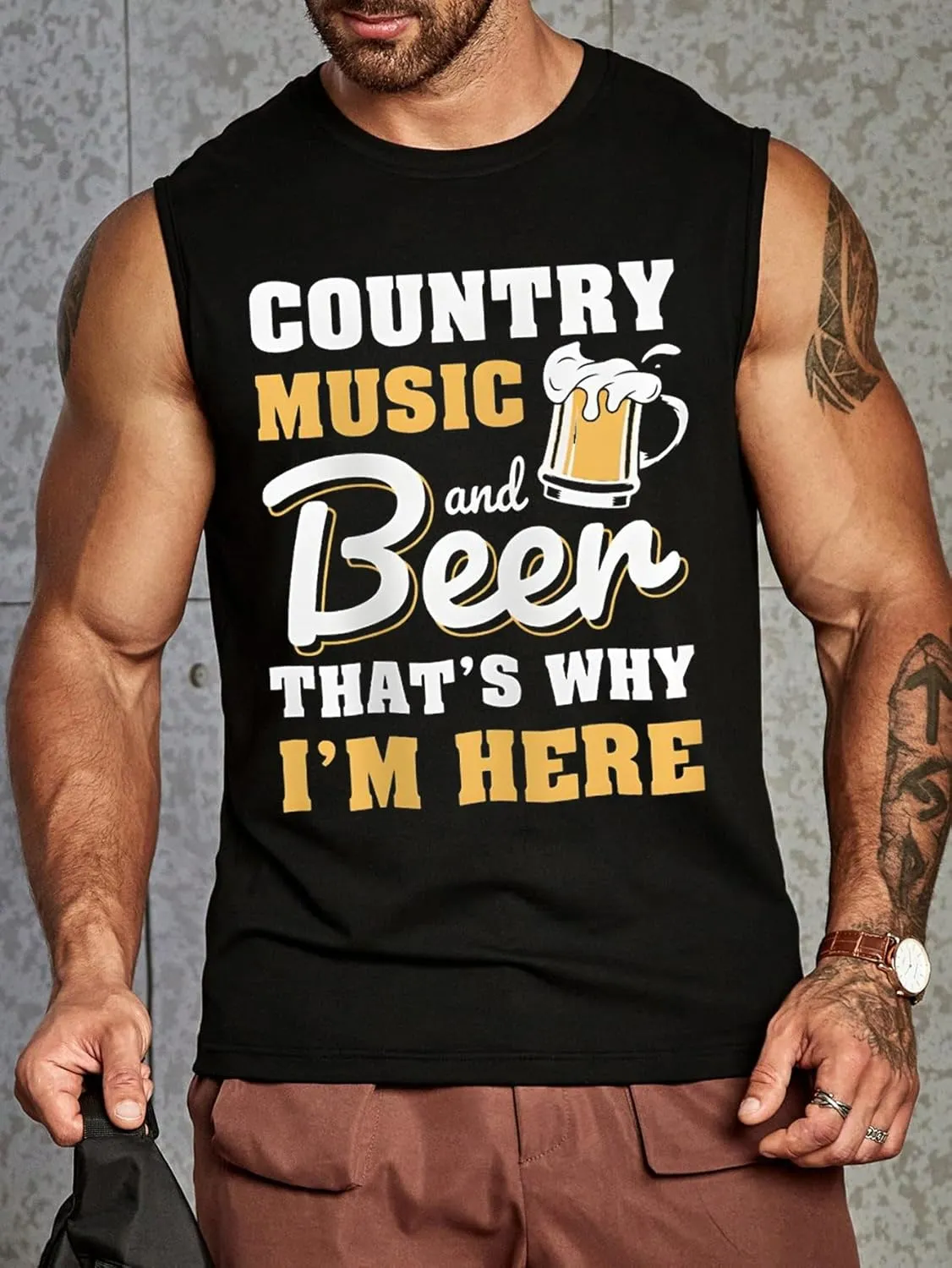 Country Music and Beer Sleeveless Shirt for Men Western Vintage Cowboy Steer Skull Tank Top
