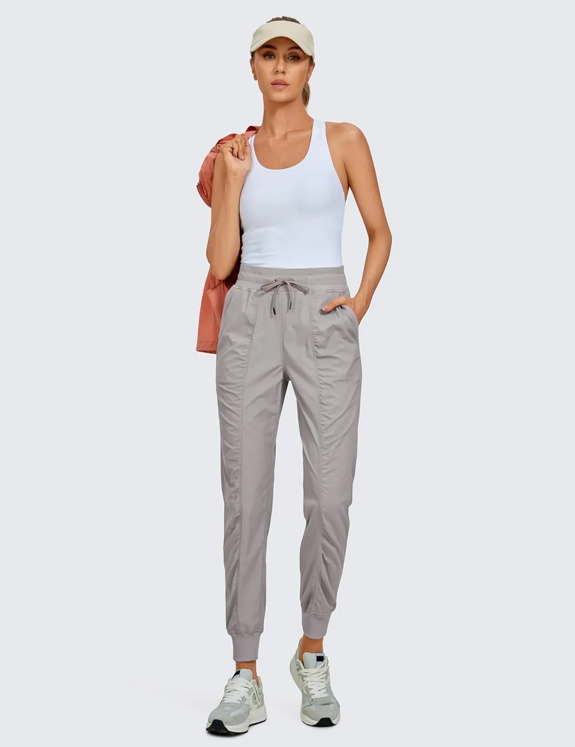 CRZ YOGA Lightweight Workout Joggers for Women, High Waisted Outdoor Running Casual Track Pants with Pockets