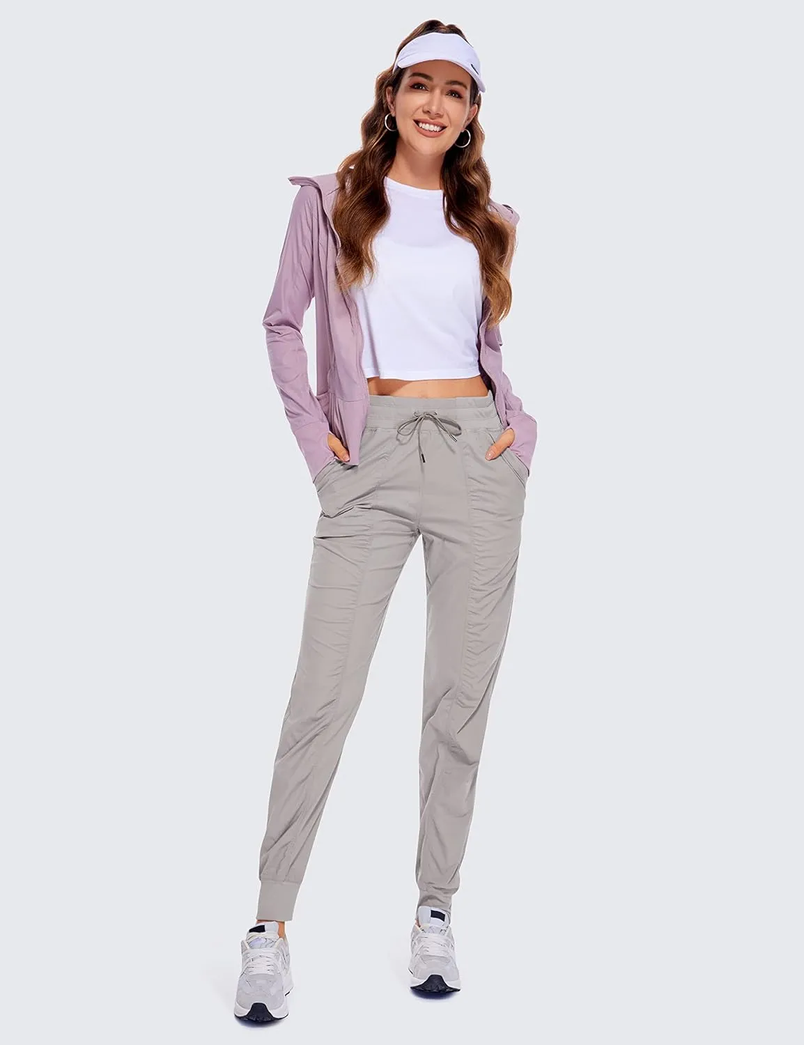 CRZ YOGA Lightweight Workout Joggers for Women, High Waisted Outdoor Running Casual Track Pants with Pockets