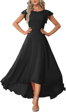 DeftSharp Women's Casual Guest Dress Elegant Evening Party Dresses Cocktail Party Wedding Mixi Dress