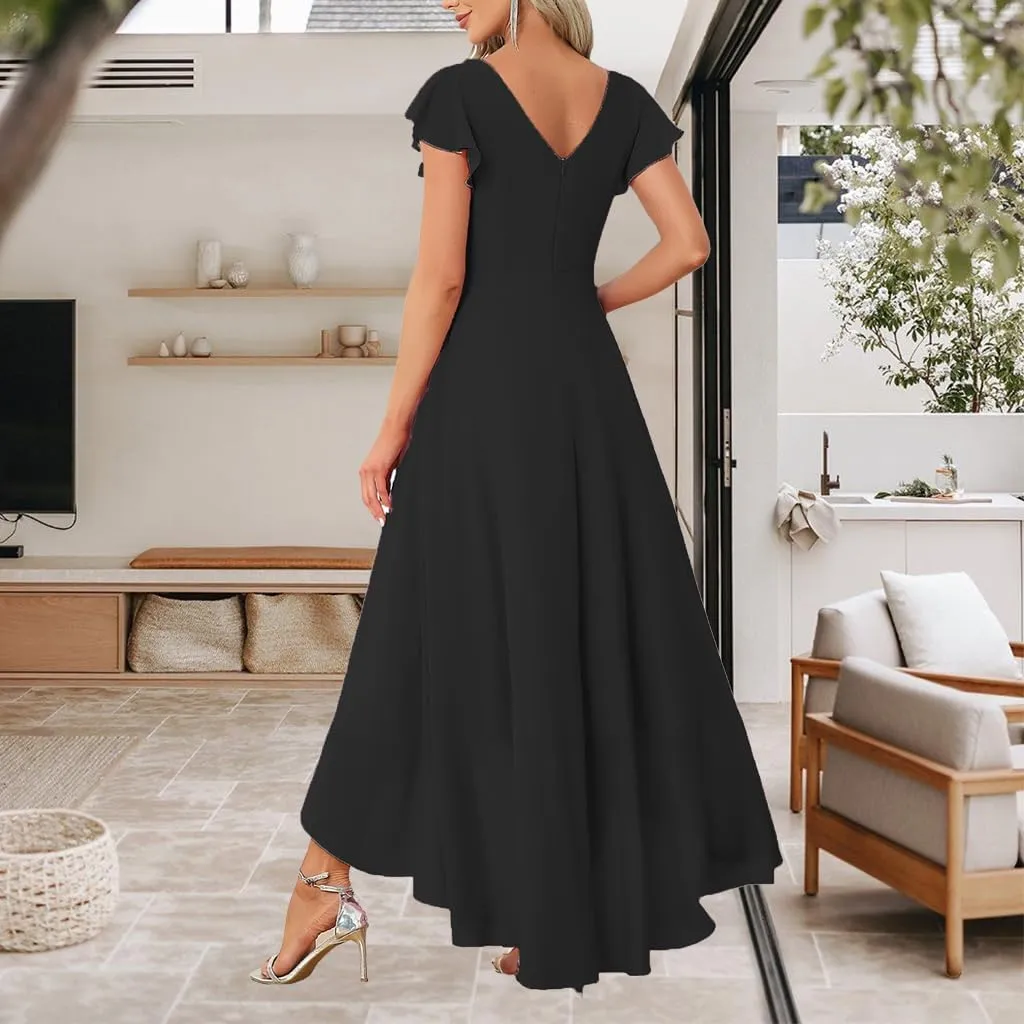 DeftSharp Women's Casual Guest Dress Elegant Evening Party Dresses Cocktail Party Wedding Mixi Dress