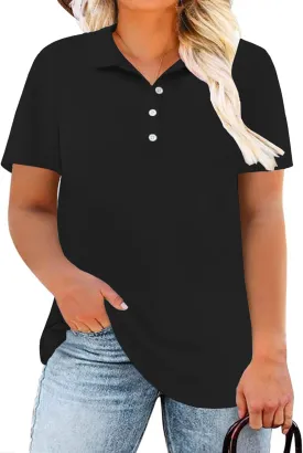 DOLNINE Womens Plus Size Polo Shirts Buttons Casual Work Short Sleeve Collared Shirt