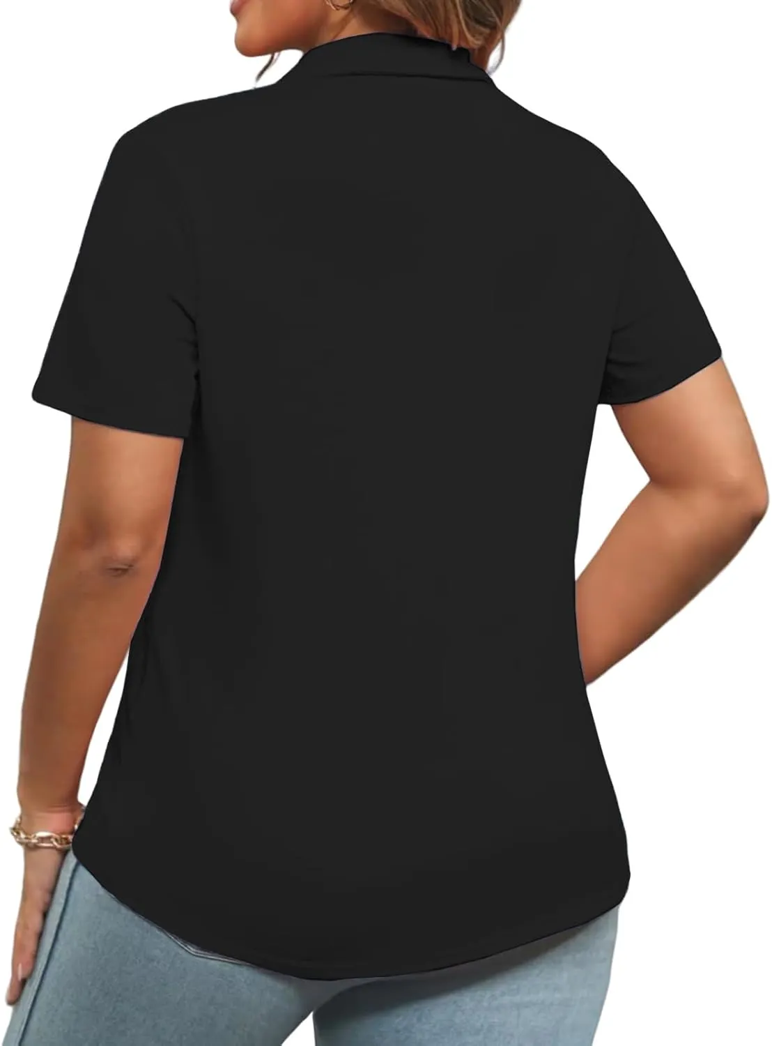 DOLNINE Womens Plus Size Polo Shirts Buttons Casual Work Short Sleeve Collared Shirt